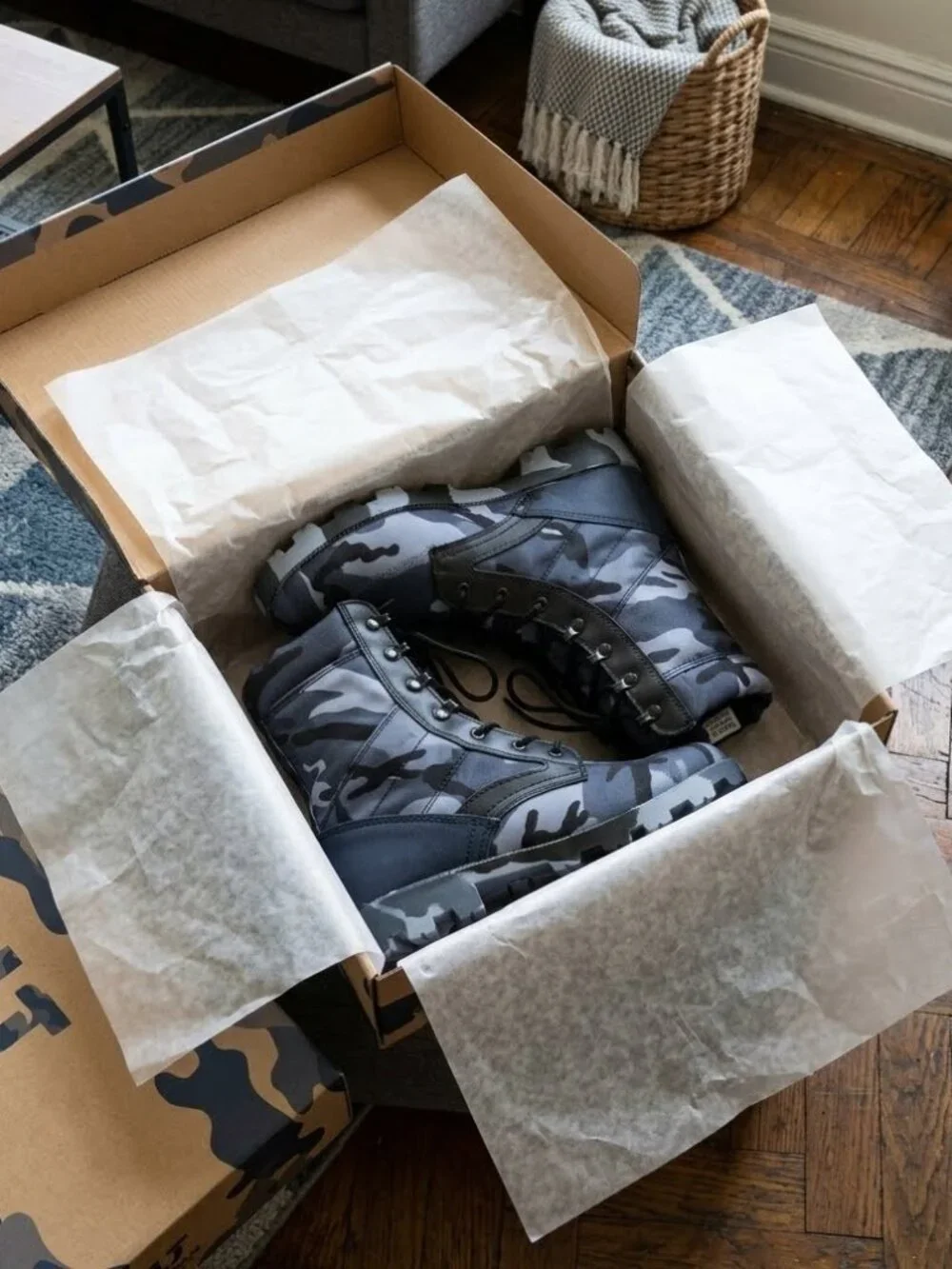 Men's Waterproof Tactical Military Camo Boots Blue